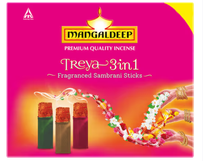 Mangaldeep Treya 3 in 1 Sambrani Sticks - 18 Sticks